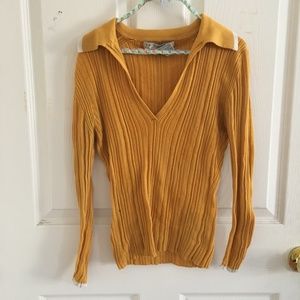Trina Turk Mustard V-Neck Sweater